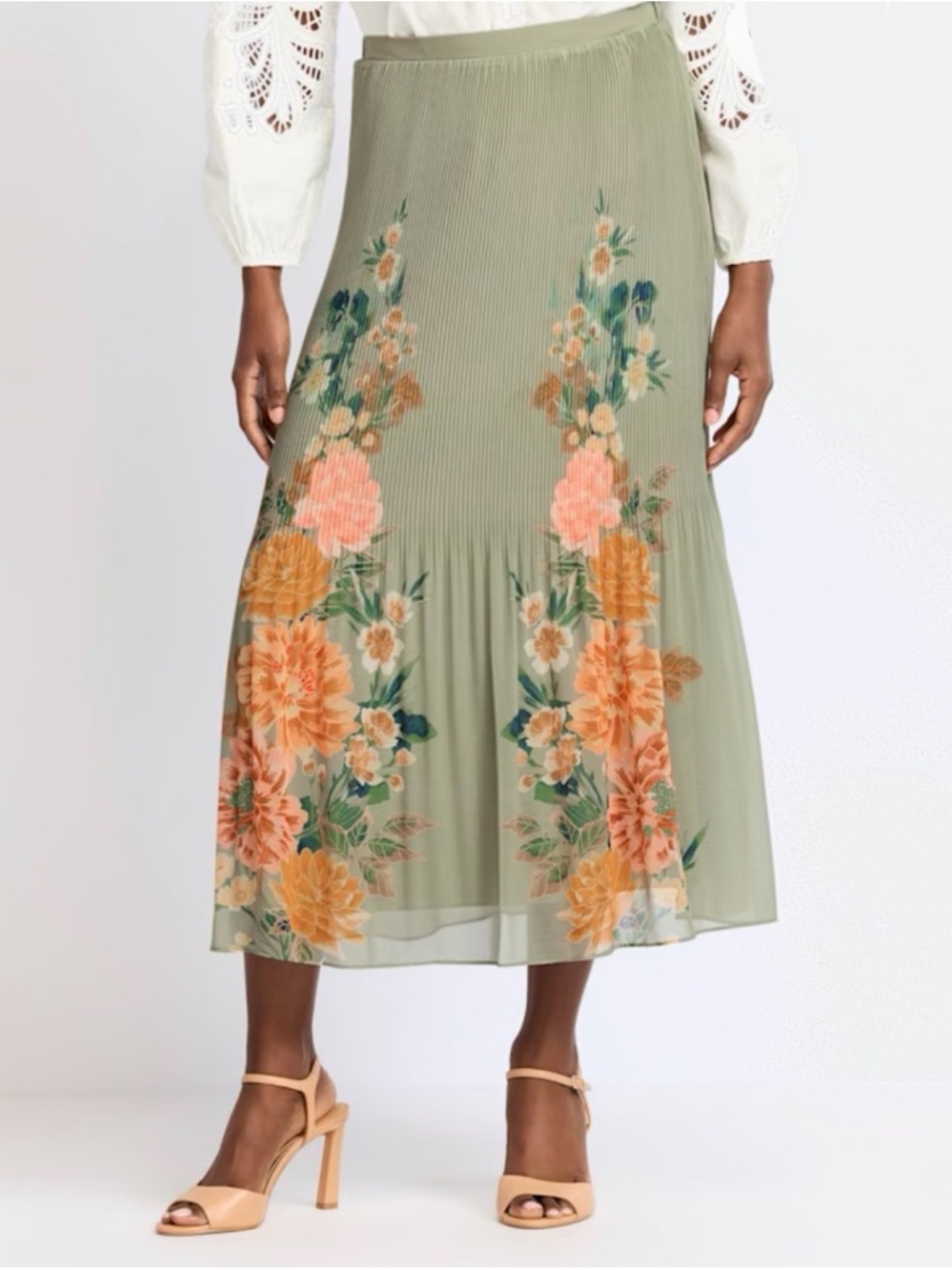 Naomi Pleated Skirt in Sage Green
